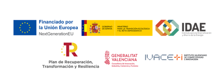 Financiado por la Unión Europea NextGenerationEU - Plan de Recuperación, Transformación y Resiliencia - Generalitat Valenciana - IVACE - Ministerio para la Transición Ecológica e IDAE